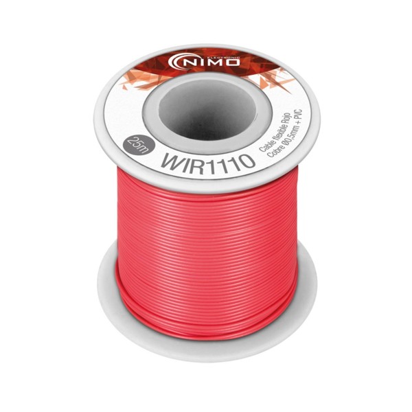 Carrete hilo flexible 0,20mm2 25mts Rojo