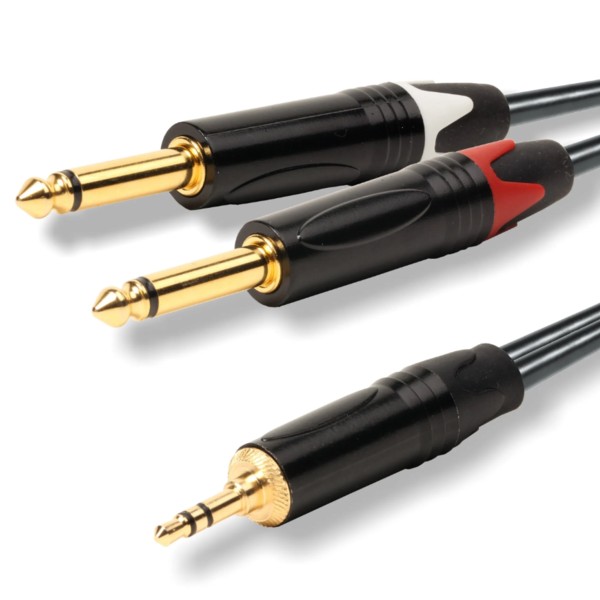 EK620803S Cable de Sonido Profesional JACK3,5St M - 2 JACK6,3Mo M 3mt