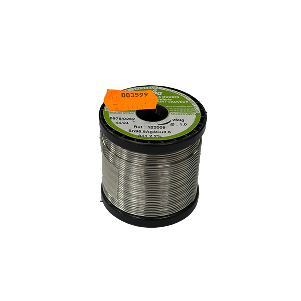 Hilo de estaño sin plomo 1mm 250gr Sn96,5 Ag3 Cu0,5 SAC305 MBO