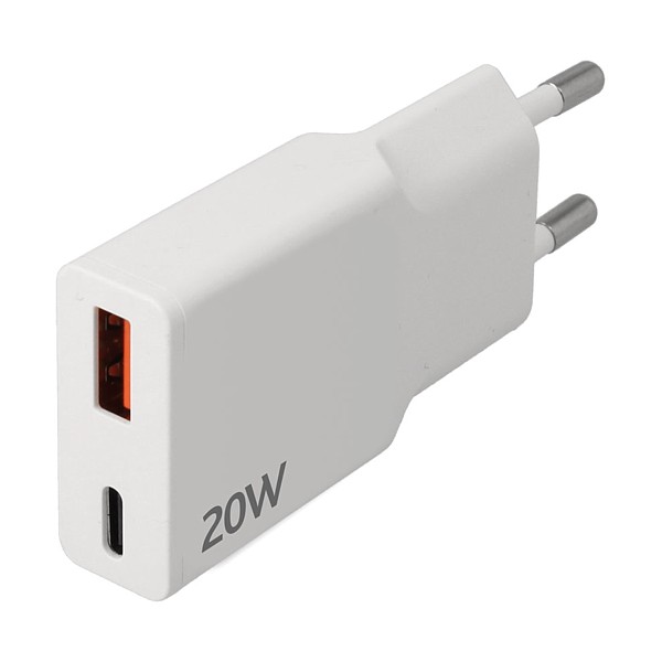 Cargador USB Tipo-C PD/QC + USB-A QC 20W