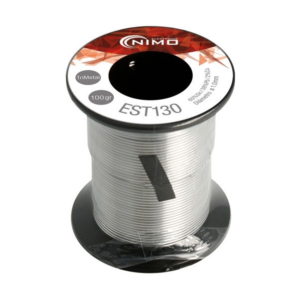 Hilo de estaño 1mm 100gr 60%Sn,38%Pb,2%Cu c/flux 2%