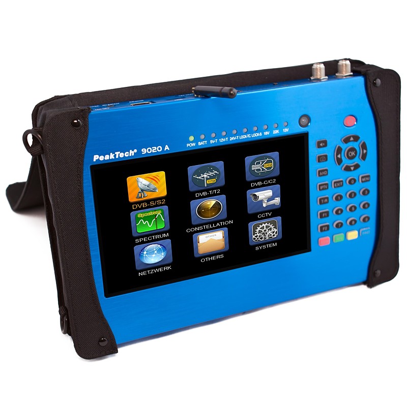 PeakTech® P9020A Medidor de campo - DVB - C/S2/T2 Meter con 7" Display, H.265 Codec, WiFi y Ci-Slot