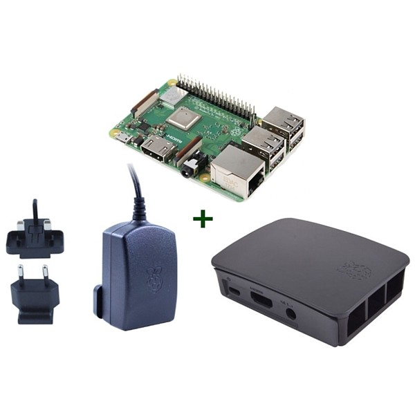 Raspberry Kit Pi 3 B+ + Caja Negra + Fuente Negra