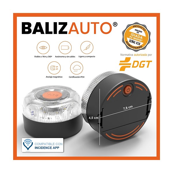 V16 Baliza Magnética de Emergencia autorizada DGT